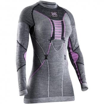 Capa base de mujer X-BIONIC Merino Shirt Long Sleeve (Negro/Gris/Magnolia)