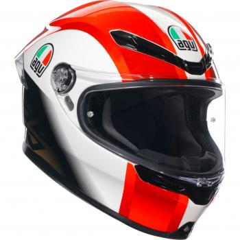AGV K6 S E2206 Mplk Casco Integral - Negro Blanco Rojo (L)