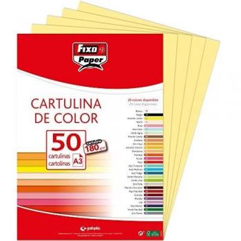 Fixo Paper 11120363 – Paquete de 50. cartulinas – Papel cartulina din A3 – Color amarillo limón