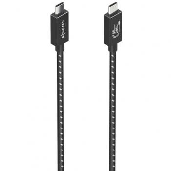 Cable USB4 Gen3x2 Aisens Aluminio 40Gbps 8K@60Hz 5A 48V 240W E-Mark Tipo USB-C/M Negro 0.5M