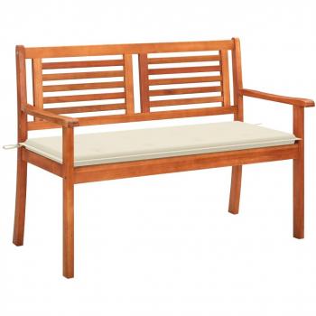 2-Seater Garden Bench with Cushion 120 cm Solid Eucalyptus Wood