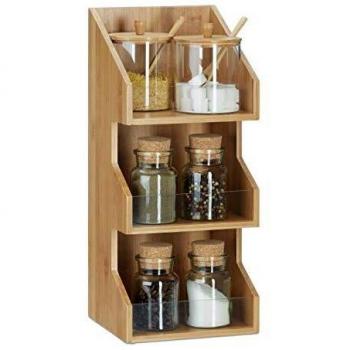 Mueble Organizador Pequeño de Bambú con 3 Niveles, 41 x 18 x 17 cm