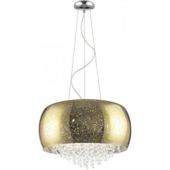 Lámpara colgante Luna Gold de cristal dorado con 5 bombillas y diámetro de 32 cm