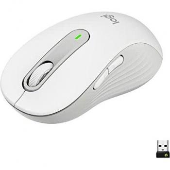 Logitech Ratón inalámbrico Signature M650 L Full Size - para manos grandes, clics silenciosos, botones laterales personalizables, Bluetooth, compatibilidad con varios dispositivos - Blanco