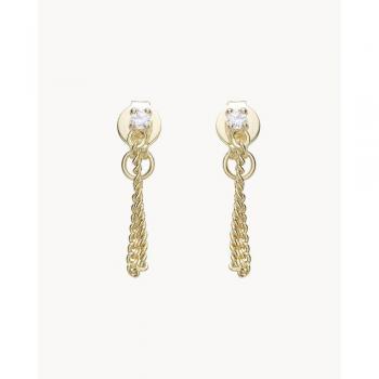 Pendientes Mini Cadena con detalle de piedra blanca