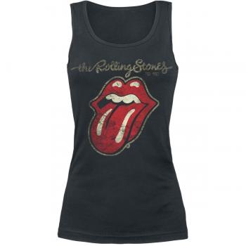 Rolling Stones The Plastered Tongue Mujer Top Negro L, 100% algodón, Regular