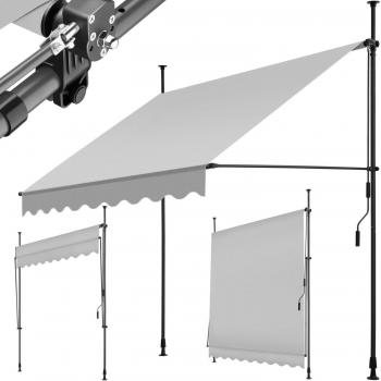 Toldo plegable para balcón Tectake con manivela, ajustable en altura, estructura de acero con revestimiento en polvo, cilindro de aluminio ligero, barras telescópicas con pies roscados para un montaje rápido y sencillo