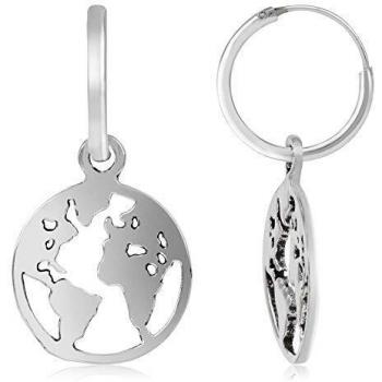 Córdoba Jewels | Pendientes en plata de ley 925 con diseño Arito Mapamundi Silver