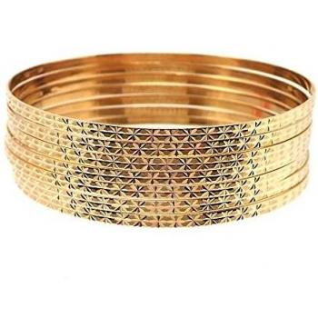 Pulsera semanario oro 18k mujer 6.5 mm. siete aros detalles tallados
