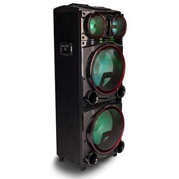 Altavoz Bluetooth con Doble Subwoofer, Efecto de Luces y 1000W de Potencia, con entradas SD, USB, AUX IN y Radio FM, NGS Wild Punk 3