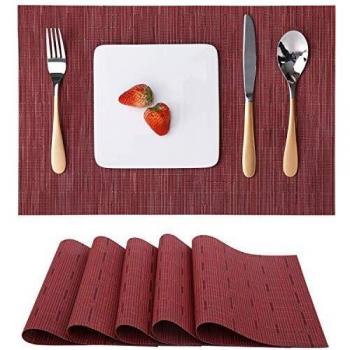 Myir JUN Salvamanteles Individuales Juego de 6, Lavables Manteles Individuales Plásticos de Vinil de Esteras, Resistentes al Calor Antideslizante Fácil de Limpiar y Impermeable 30x45cm
