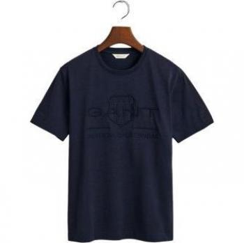 Camiseta de manga corta Tonal Shield para niños Gant marino con logo frontal