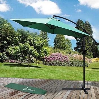 Sombrilla Voladiza Parasol 3m Verde con Protección UV y Funda Protectora