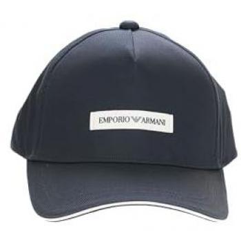 Emporio Armani Blue Men's Cotton Baseball Cap with Patch - One Size
