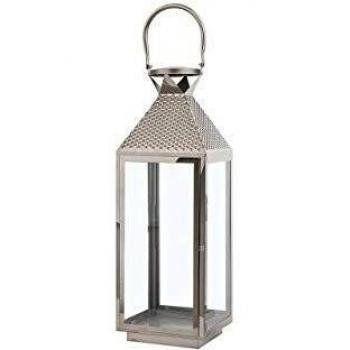 Beliani Linterna Decorativa Plateada 55 cm Bali