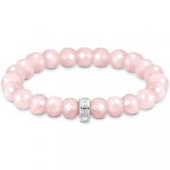 Thomas Sabo Sterling Silver Rose Quartz Charm Bracelet - 17cm
