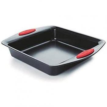 Lacor - 68752 - Molde Cuadrado en Acero con Silicona 23x23x5cm - Negro