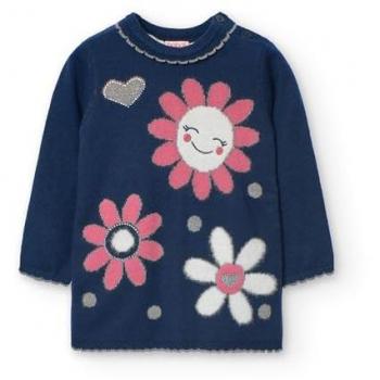 Vestido de punto para bebé niña con estampado de flores - Boboli