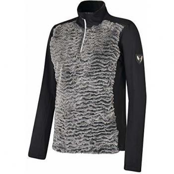 Dare2b Aspiration Faux Fur Knit Half Zip Warm Backed Fleece Sweater, Mujer, Charcoal Grey/Black, 6