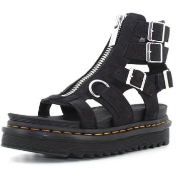 Dr. Martens Olson Women's Charcoal Grey Tumbled Nubuck Zip Gladiator Sandals