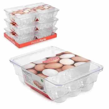 Huevera Cuadrada para Frigorífico de Plástico con Sistema Organizador