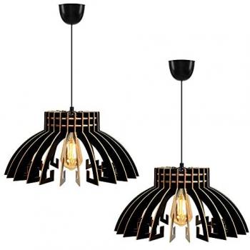 Juego de 2 Lámparas de Techo Cúpula 55 cm Negro E27 Max 60W Covadonga
