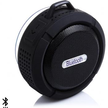 Altavoz bluetooth circular resistente al agua con ventosa