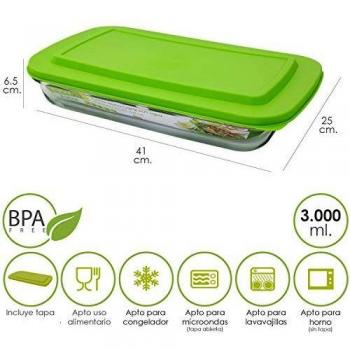 Fuente Cristal Rectangular Con Tapa 3 Litros 41 x 25 x 6.5