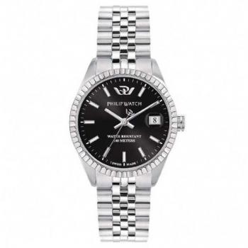 Philip Watch Caribe Urban Swiss Made Women's Quartz Watch - Stainless Steel, Black Sunray Dial, 100M Water Resistant