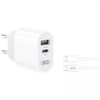Cargador de Pared Doble Puerto 2.4A XO L97 con Cable USB-C - Blanco