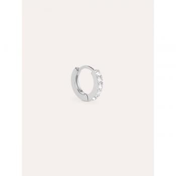 Pendiente Suelto Aro Cleo M de Plata con Baño de Rodio