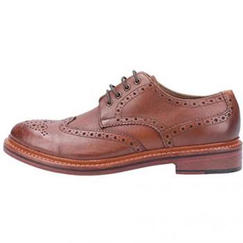 Cotswold Men's Quenington Brown Leather Lace-Up Shoes with Goodyear Welt and Memory Foam - Size 8