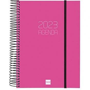 Finocam - Agenda 2023 Espiral Opaque 1 Día Página Enero 2023 - Diciembre 2023 (12 meses) Rosa Español