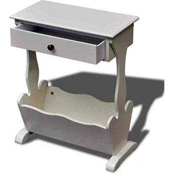 vidaXL Revistero Estante Organizador para Revistas y Libros Mueble Accesorio para Ordenar Papeles Periódicos de Madera de Abeto y MDF Blanco