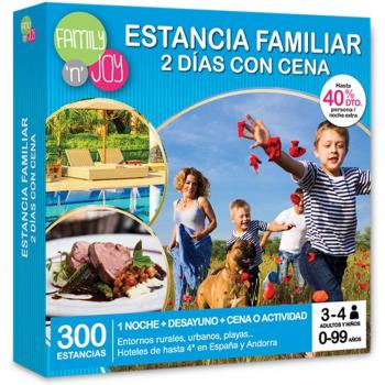 NJOY Experiences - Caja Regalo - Estancia Familiar 2 DÍAS con Cena - Más de 530 estancias Familiares con Cena a Escoger