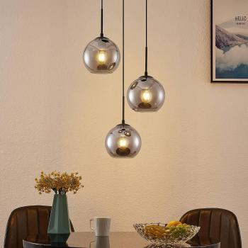 Lámpara colgante moderna Lindby Jurian humo negro 3 luces E27 para salón y comedor, hecha de metal