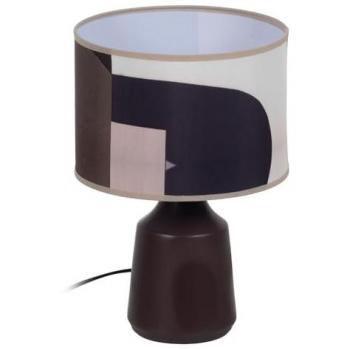 Lámpara de Mesa Cerámica Marrón 60 W 220-240 V 22 x 22 x 31,5 cm - Iluminación Cálida con Pantalla Abstracta de Tela