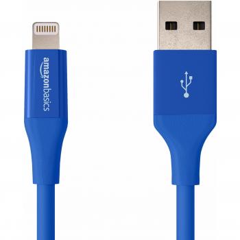 AmazonBasics - Cable de conector Lightning a USB A para iPhone y iPad - 10 cm - 1 unidad, Azul
