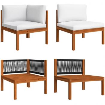 2-Piece Solid Acacia Wood Garden Lounge Set with Cushions