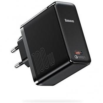 Baseus [QC5.0] Cargador USB C 100W, con Cable USB C a USB C, Cargador Rápida Tipo C para iPhone 12 11 Pro MAX X XR 8 7 6 Samsung Galaxy S21 S20 Xiao Huawei iPad MacBook Pro Air ASUS Lenovo - Negro