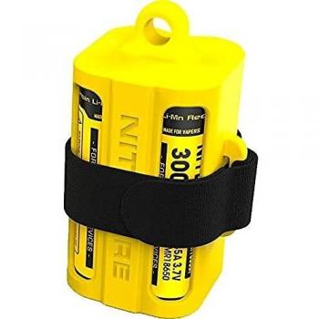 Soporte de Silicona Amarillo para Baterías 18650 Nitecore NBM40 con Cargador de Batería