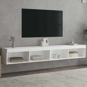 Mueble de TV con luces LED vidaXL, 2 unidades, dimensiones 100x30x30 cm, color blanco