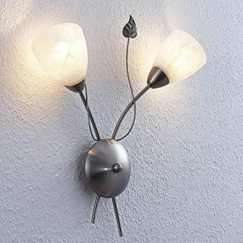 Aplique de pared Yannie, 2 luces, regulable en plata, metal y vidrio