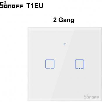 Interruptor Inteligente Wifi SONOFF T1EU con Pantalla Táctil, Control Remoto 1/2/3 Gang, 433Mhz RF, Voz, APP y Compatible con Alexa y Google Home