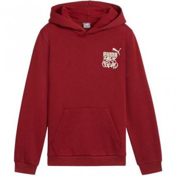 Sudadera Puma Essentials+ Mid 90s para niño, color granate, casual, deportivo, algodón sostenible