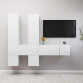Set de Muebles de Salón para TV 7 Piezas en Madera de Ingeniería, Dimensiones: 60 x 30 x 30 cm, Color Blanco