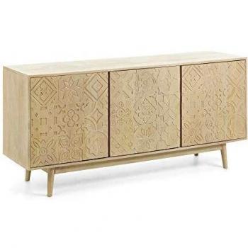 Kave Home - Aparador Seleb de Madera Maciza de Mango Tallada
