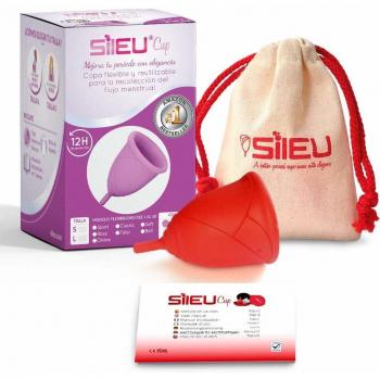 Copa Menstrual Sileu Cup Rose - Modelo de iniciación sencillo de colocar - Ayuda a prevenir infecciones urinarias y la cistitis - Talla L, Rojo, Flexibilidad Standard