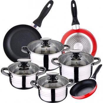 San Ignacio Bateria 8pc acero inoxidable apta para inducción + 3 Sarténes