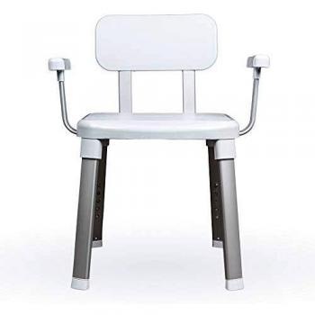 Silla de Ducha y Baño Weinberger con Respaldo y Reposabrazos, Altura Ajustable, Antideslizante, Capacidad hasta 150 kg, Modelo 43907